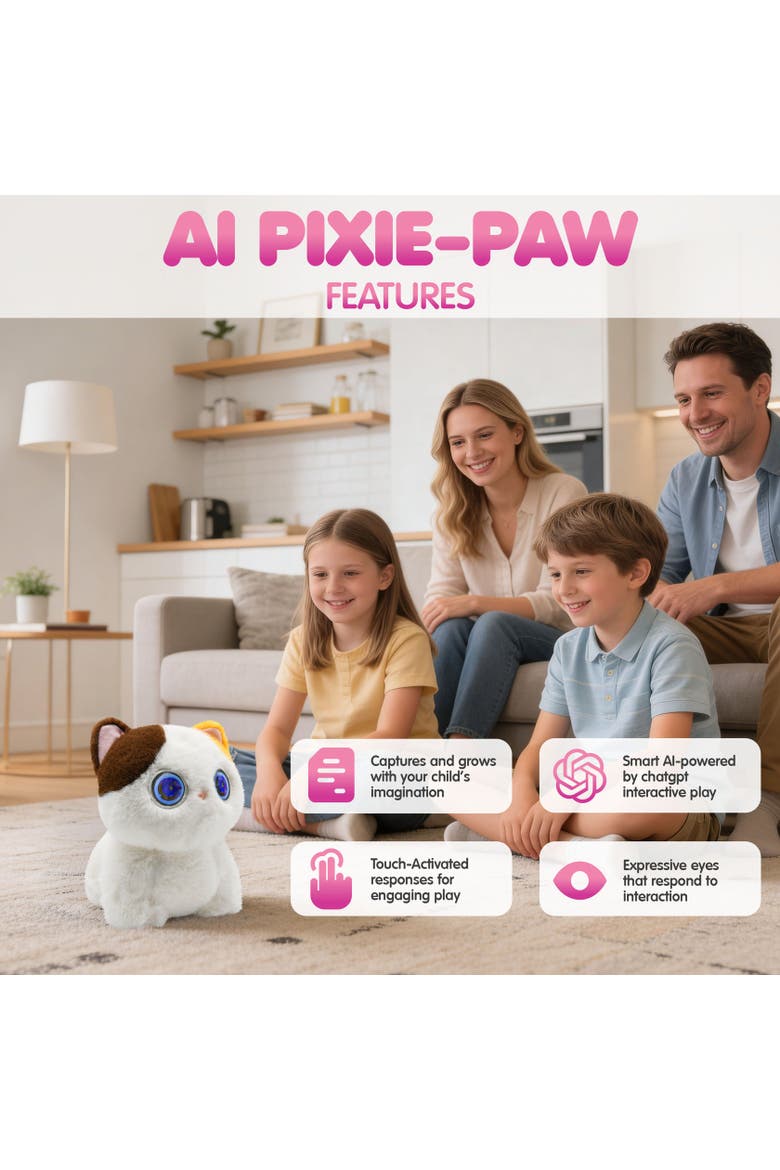 AI Plush Cat, Alternate, color, Brown