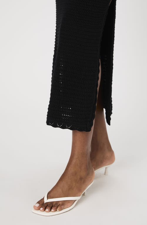 French Connection Nellis Mixed Stitch Drawstring Midi Skirt In Black