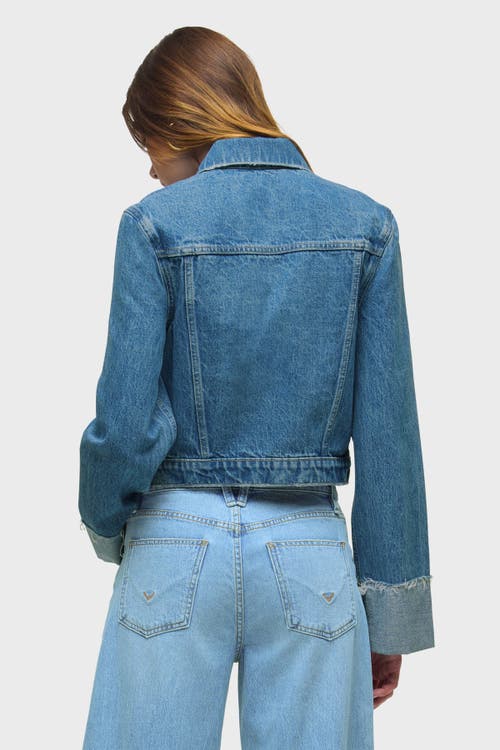 Hudson Jeans Cuffed Cropped Denim Jacket In Blue
