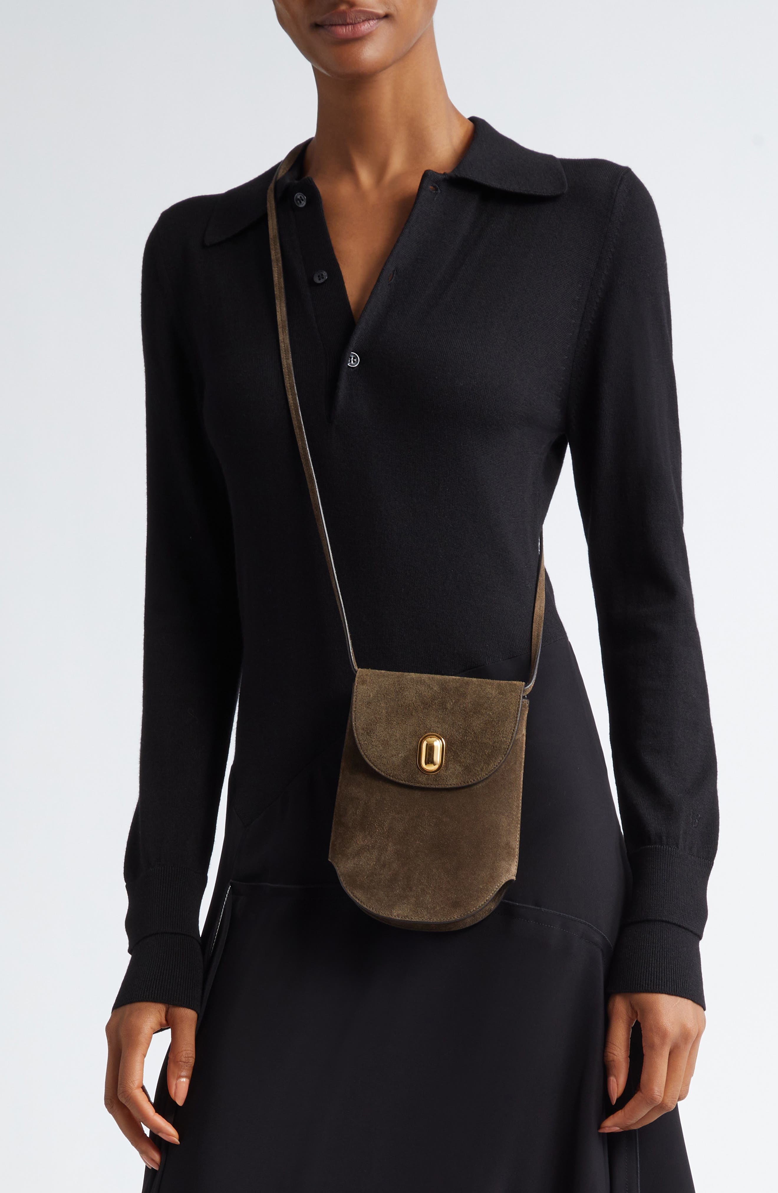 SAVETTE Tondo Suede Crossbody Pouch, Alternate, color, 