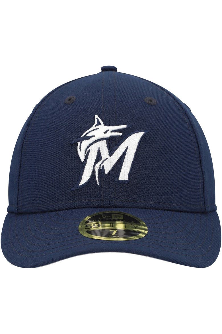 Men's New Era Navy Miami Marlins Oceanside Low Profile 59FIFTY Fitted Hat, Alternate, color, Navy