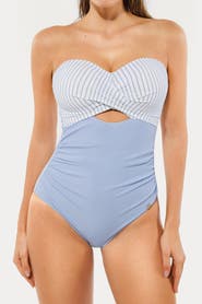 Popilush Twist Shirred Vacation & Pool Party Convertible One-Piece Swimsuit