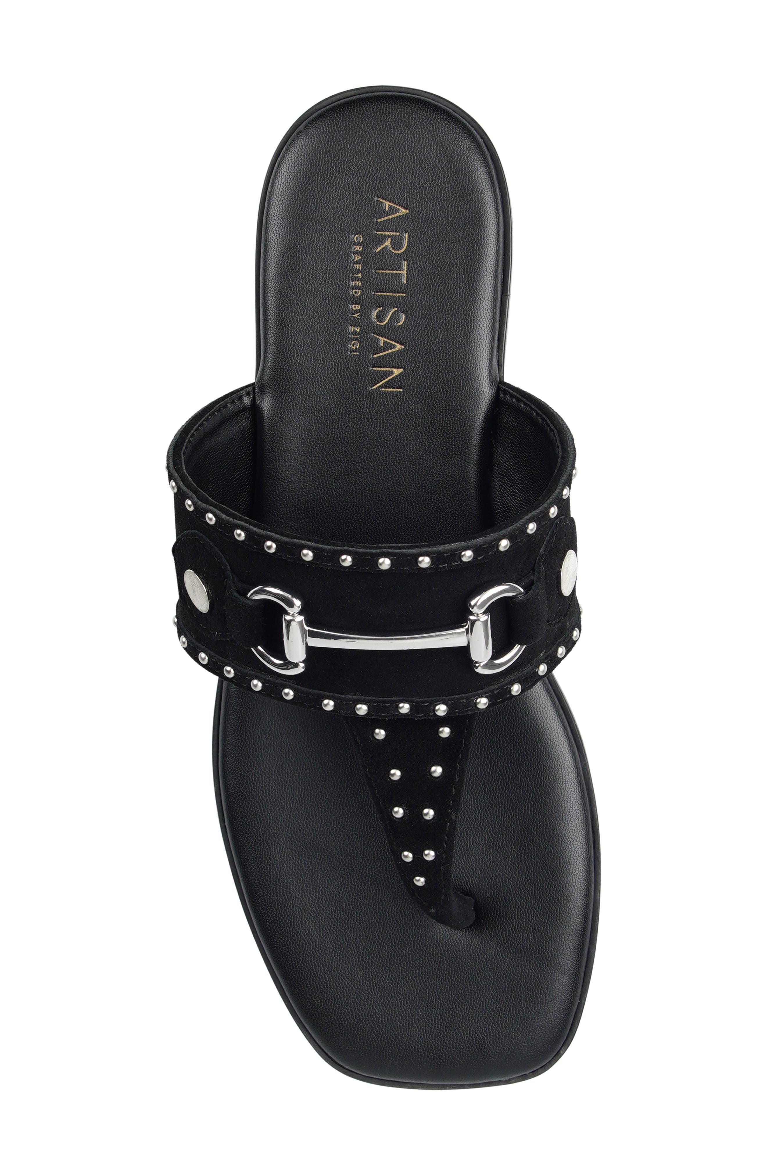 Lynwood Leather Flip Flop, Alternate, color, BLACK SUEDE