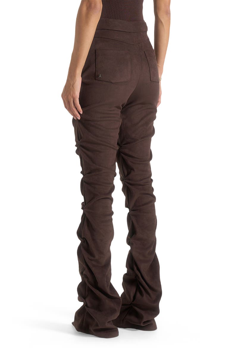 Manière De Voir Caroline Tacked Suede Flared Trousers, Alternate, color, Brown