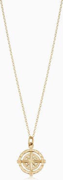 Oradina 14K Gold Compass Rose Pendant Necklace