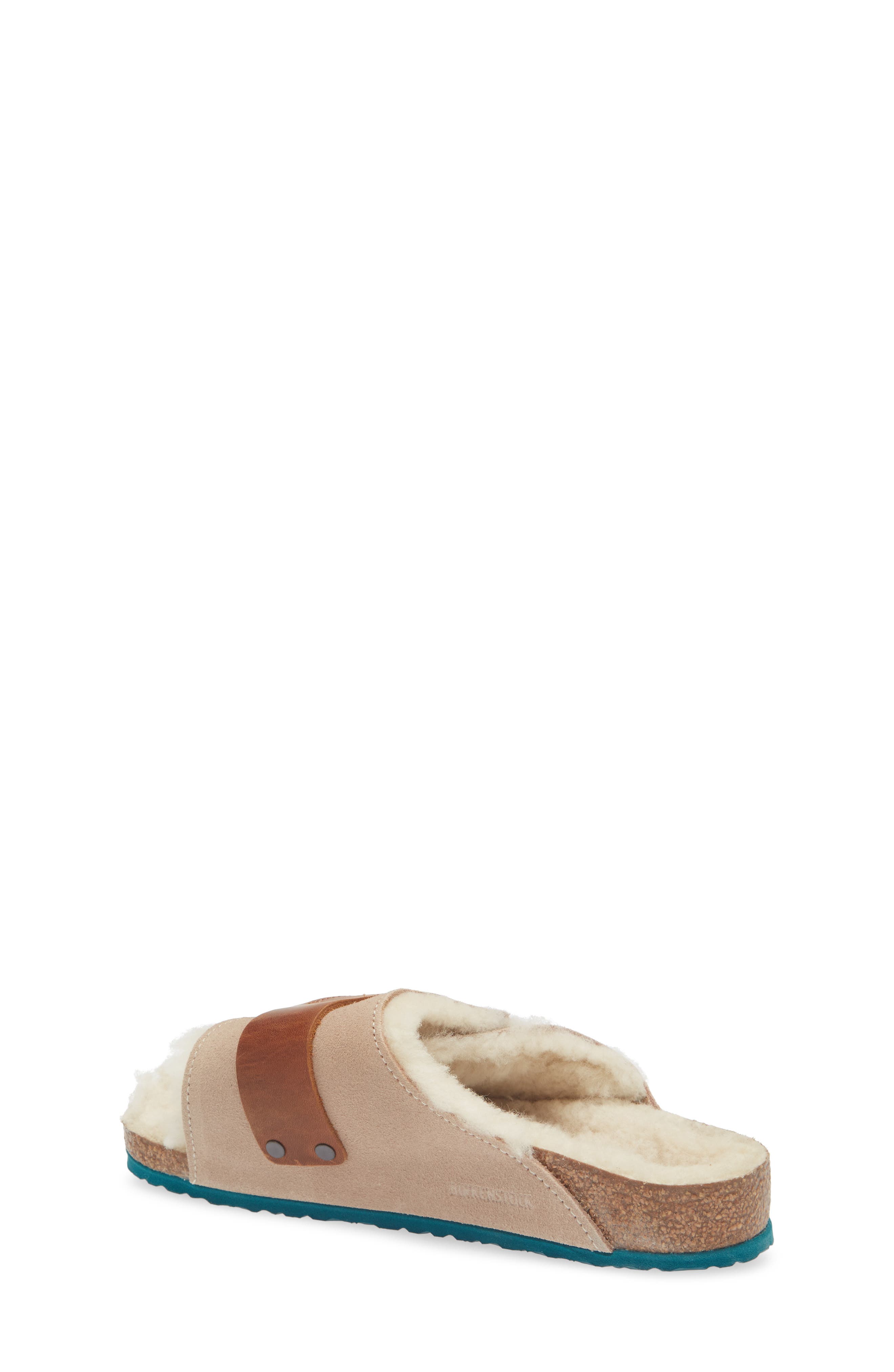 Birkenstock Kids' Kyoto Genuine Shearling Lined Slide Sandal, Alternate, color, Beige