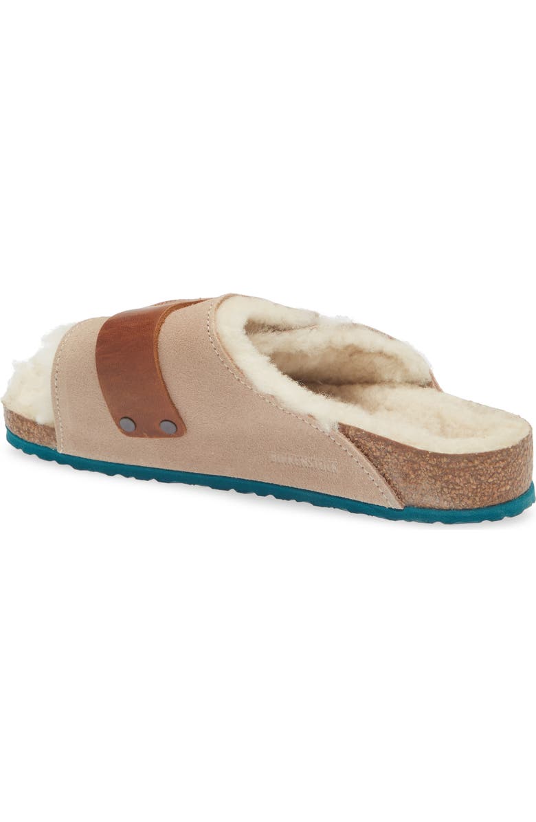 Birkenstock Kids' Kyoto Genuine Shearling Lined Slide Sandal, Alternate, color, Beige