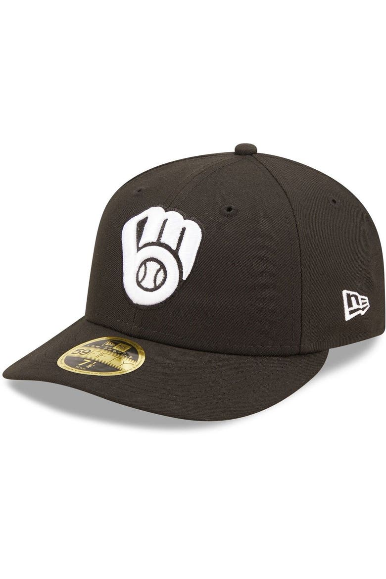 Men's New Era Milwaukee Brewers Black & White Low Profile 59FIFTY Fitted Hat, Main, color, Black