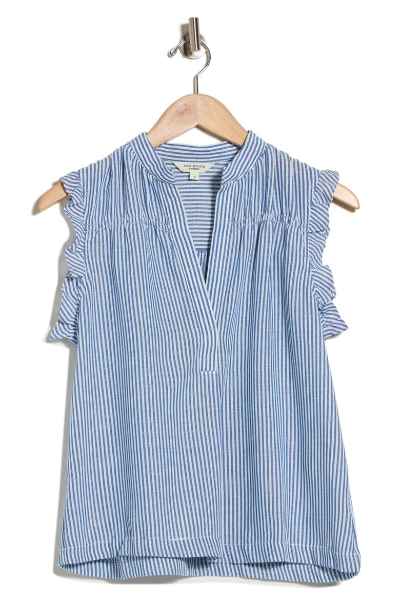 Ruffle Sleeveless Top, Alternate, color, NAVY WHITE