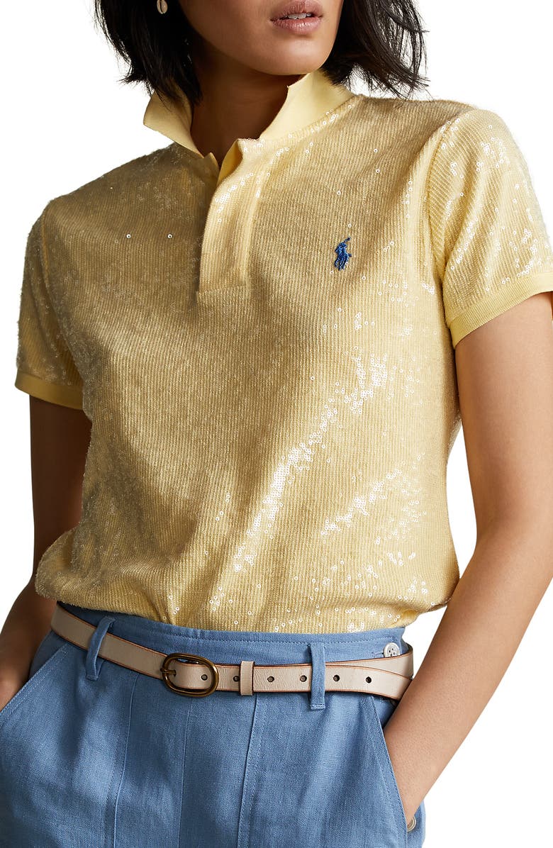 Polo Ralph Lauren Sequin Polo, Main, color, 