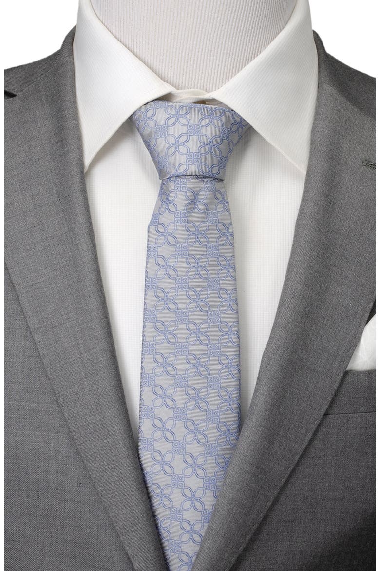 Grey Art Deco Silk Tie, Alternate, color, GRAY