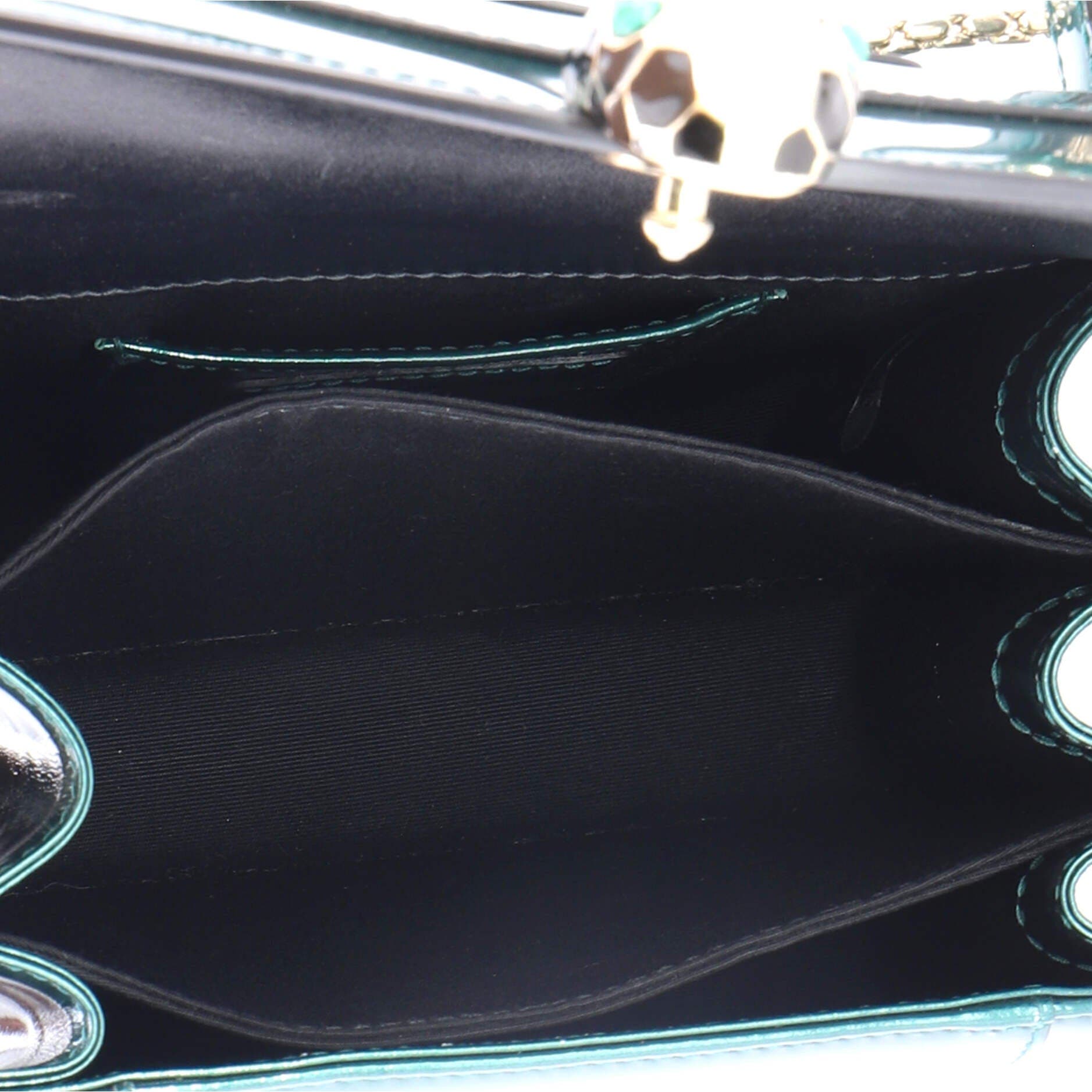 Serpenti Top Handle Bag Patent Small, Alternate, color, Green