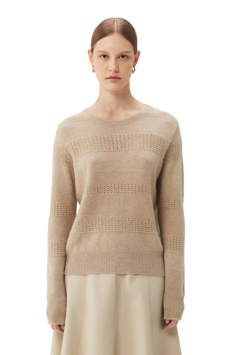 GOBI Mongolian Cashmere Mixed Pattern Cashmere Crewneck Sweater, Alternate, color,