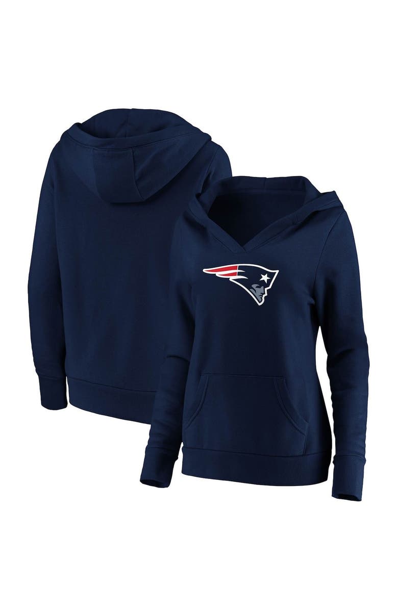 FANATICS Women's Fanatics Branded Navy New England Patriots Primary Team Logo V-Neck Pullover Hoodie, Main, color, 