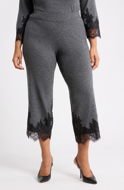 Lace Trim Straight Leg Sweater Pants