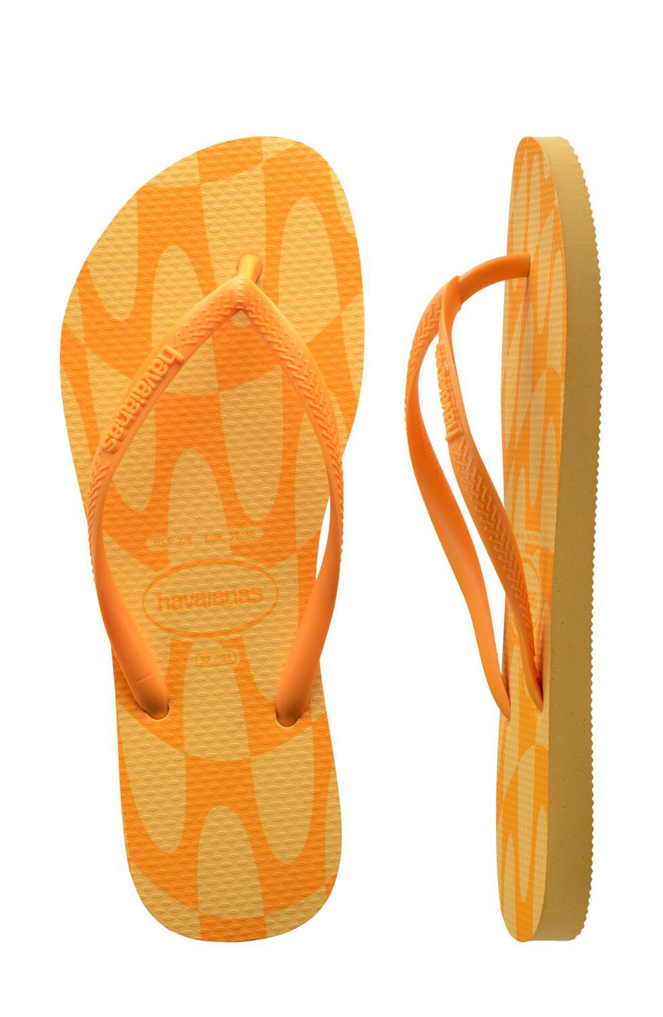 Havaianas Distorted Wave Flip Flop, Alternate, color, Caja Yellow