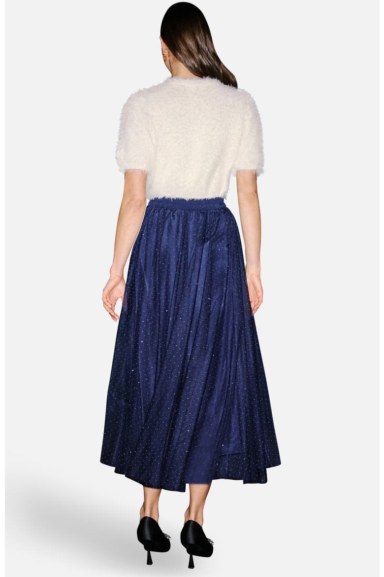 Sparkle Print Mesh Maxi Skirt, Alternate, color, Navy