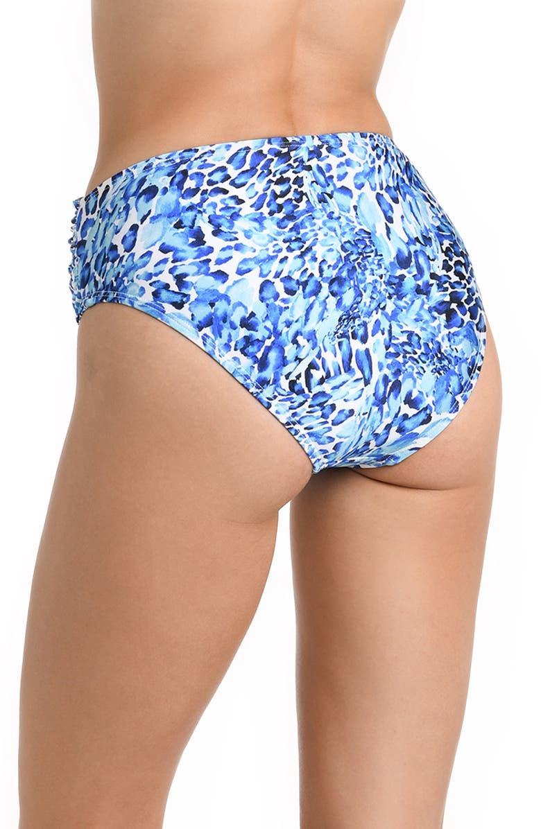 La Blanca Cheetah Mid-Waist Overlap Sash Band Bikini Bottoms, Alternate, color, 