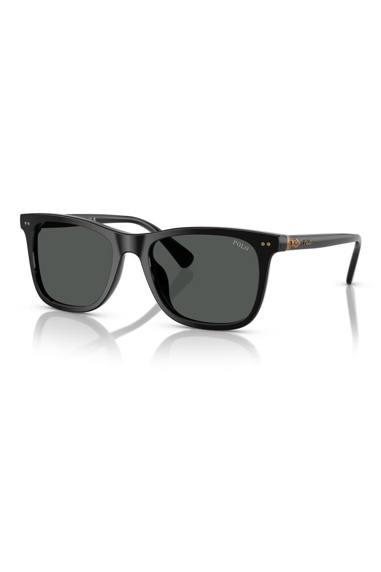 55mm Square Sunglasses, Alternate, color, SHINY BLACK
