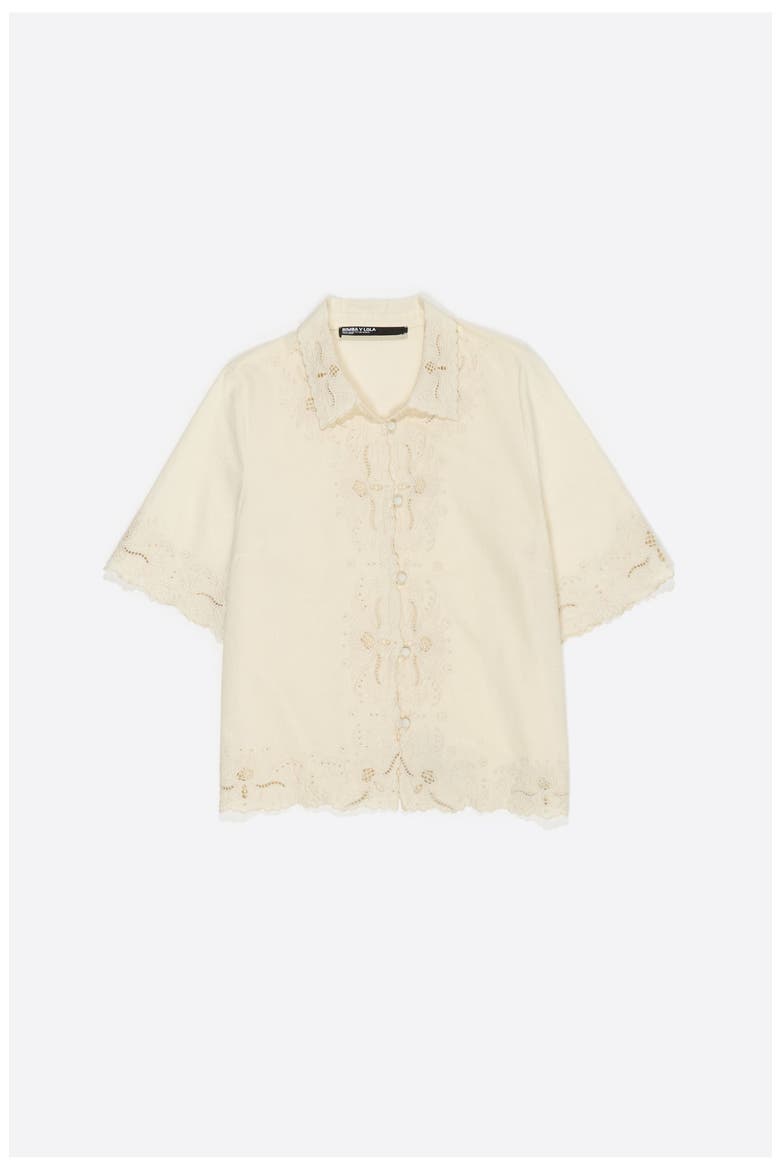 Linen Cotton Embroidered Shirt, Alternate, color, BEIGE