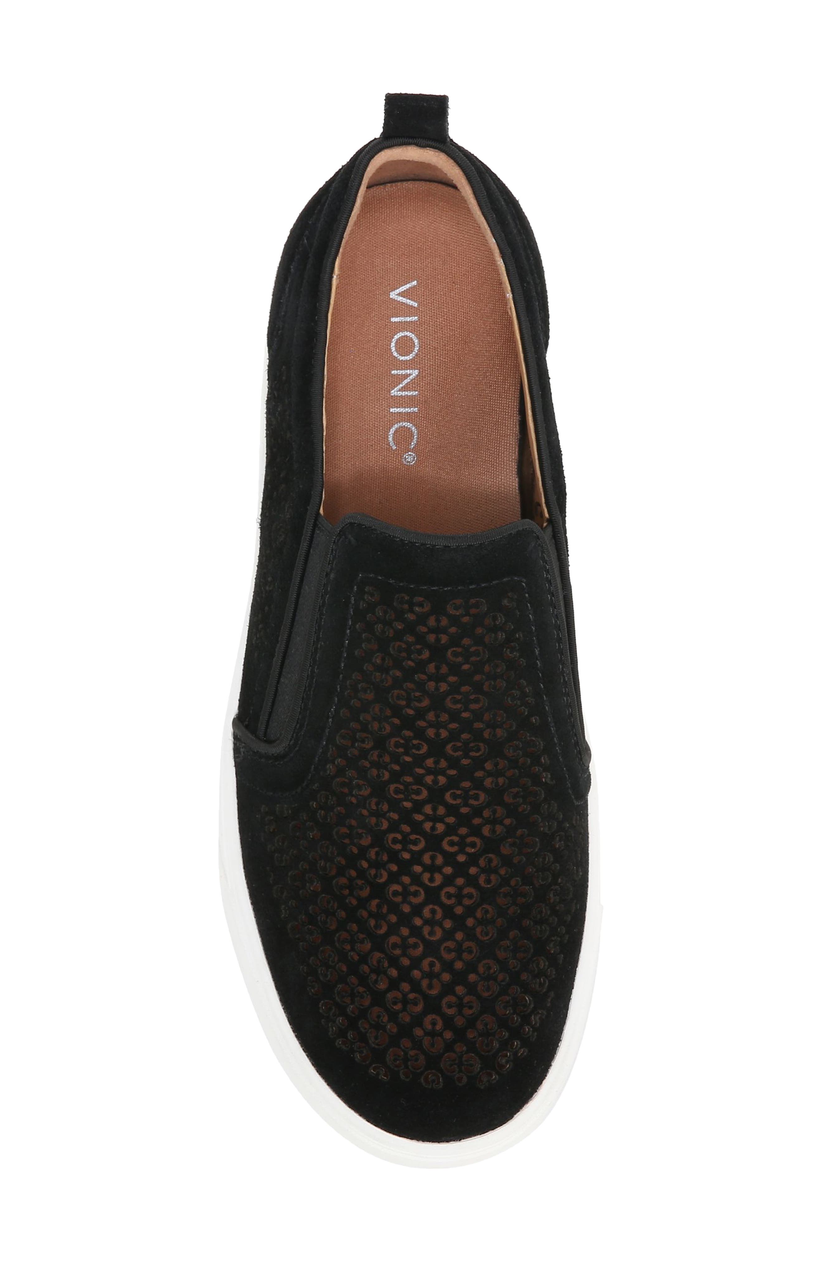 Vionic Kimmie Perforated Suede Slip-On Sneaker, Alternate, color, Black