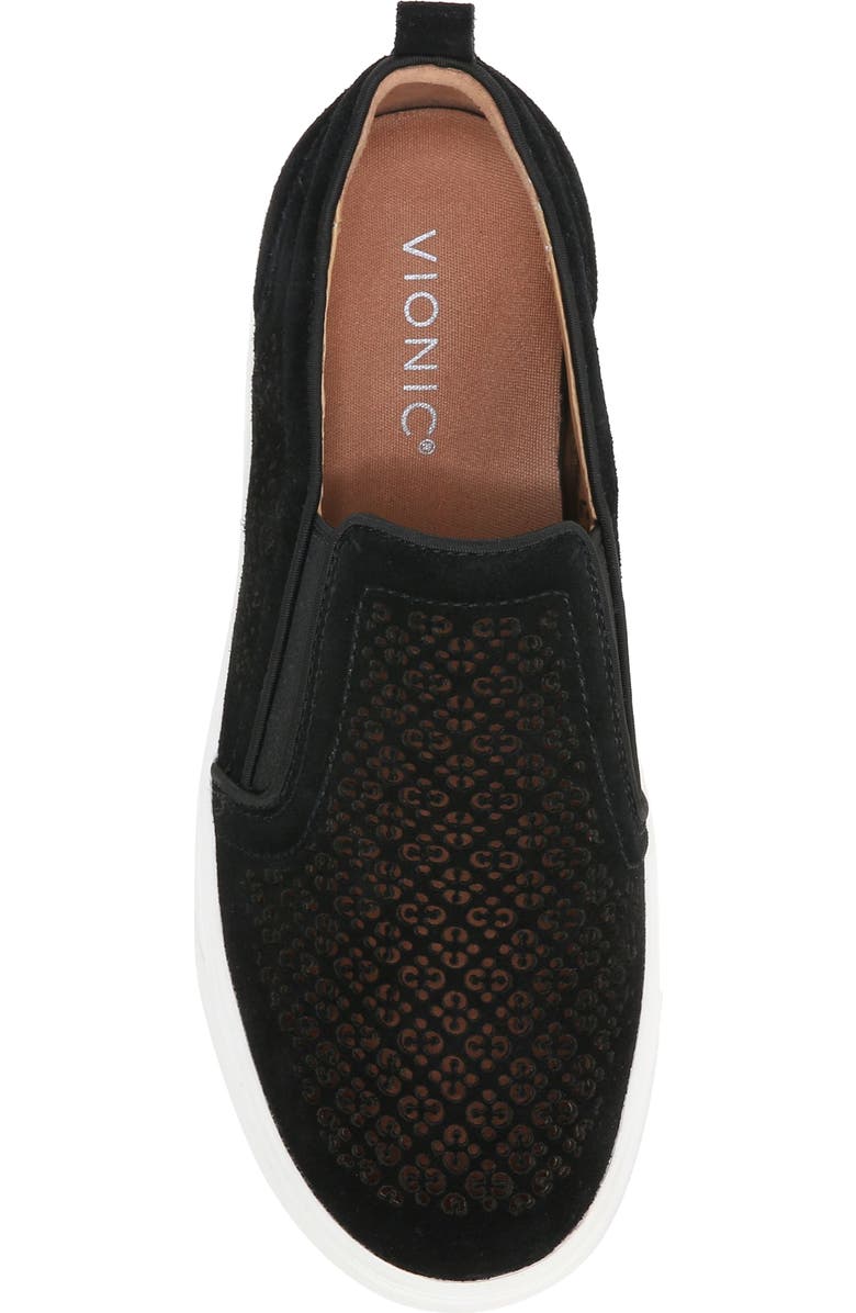 Vionic Kimmie Perforated Suede Slip-On Sneaker, Alternate, color, Black
