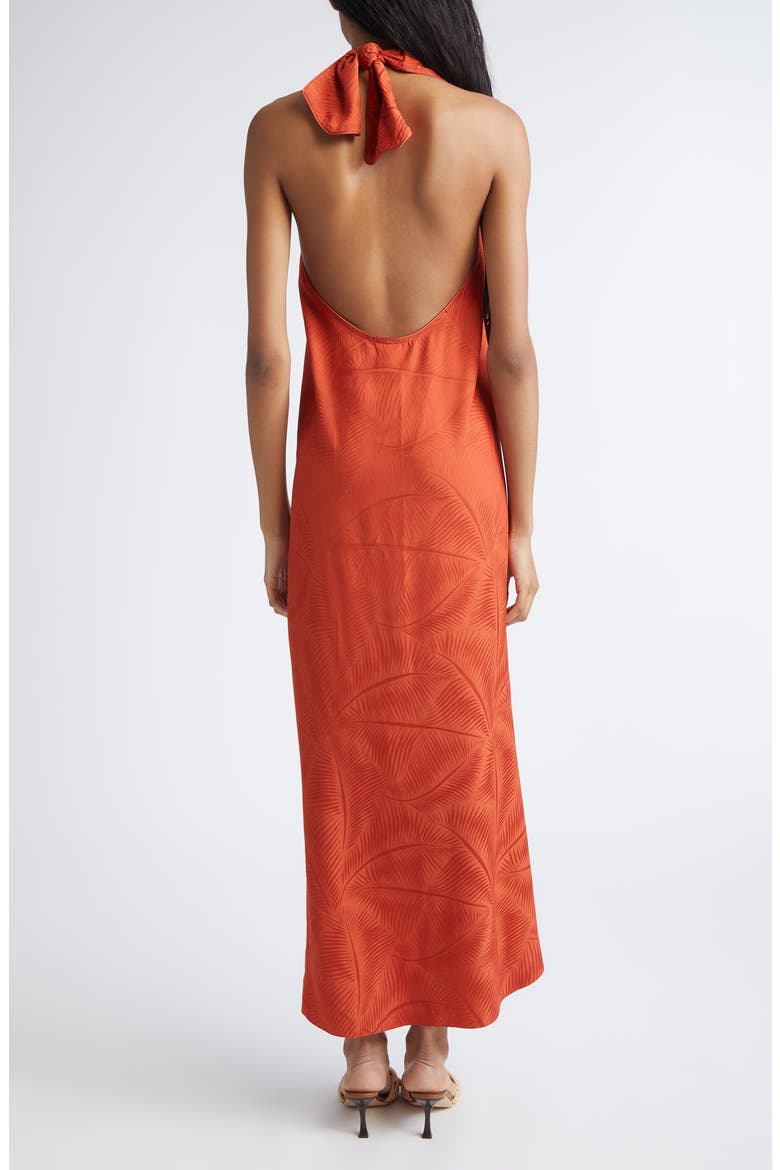 Silent Water Palm Jacquard Drape Satin Top, Alternate, color, RUST