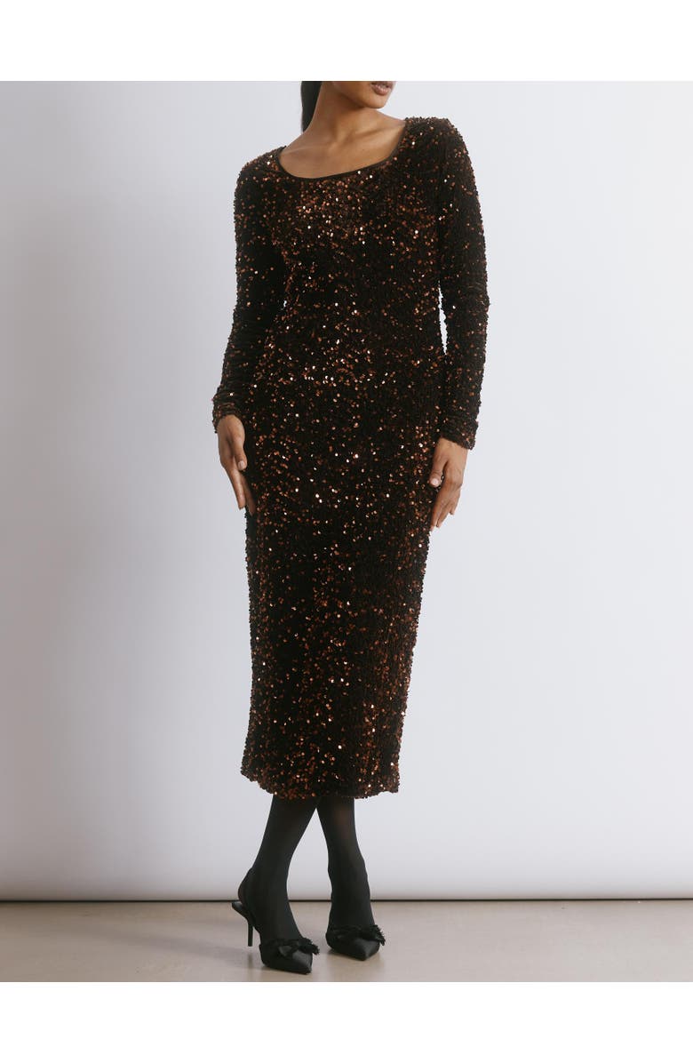 Albaray Velvet 
Sequin Square Neck Dress, Alternate, color, Chocolate