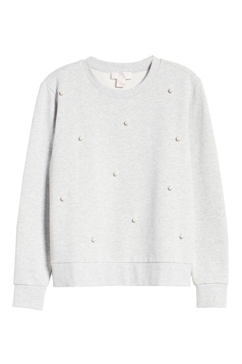 Embellished Sweatshirt, Alternate, color, GREY LIGHT HEATHER