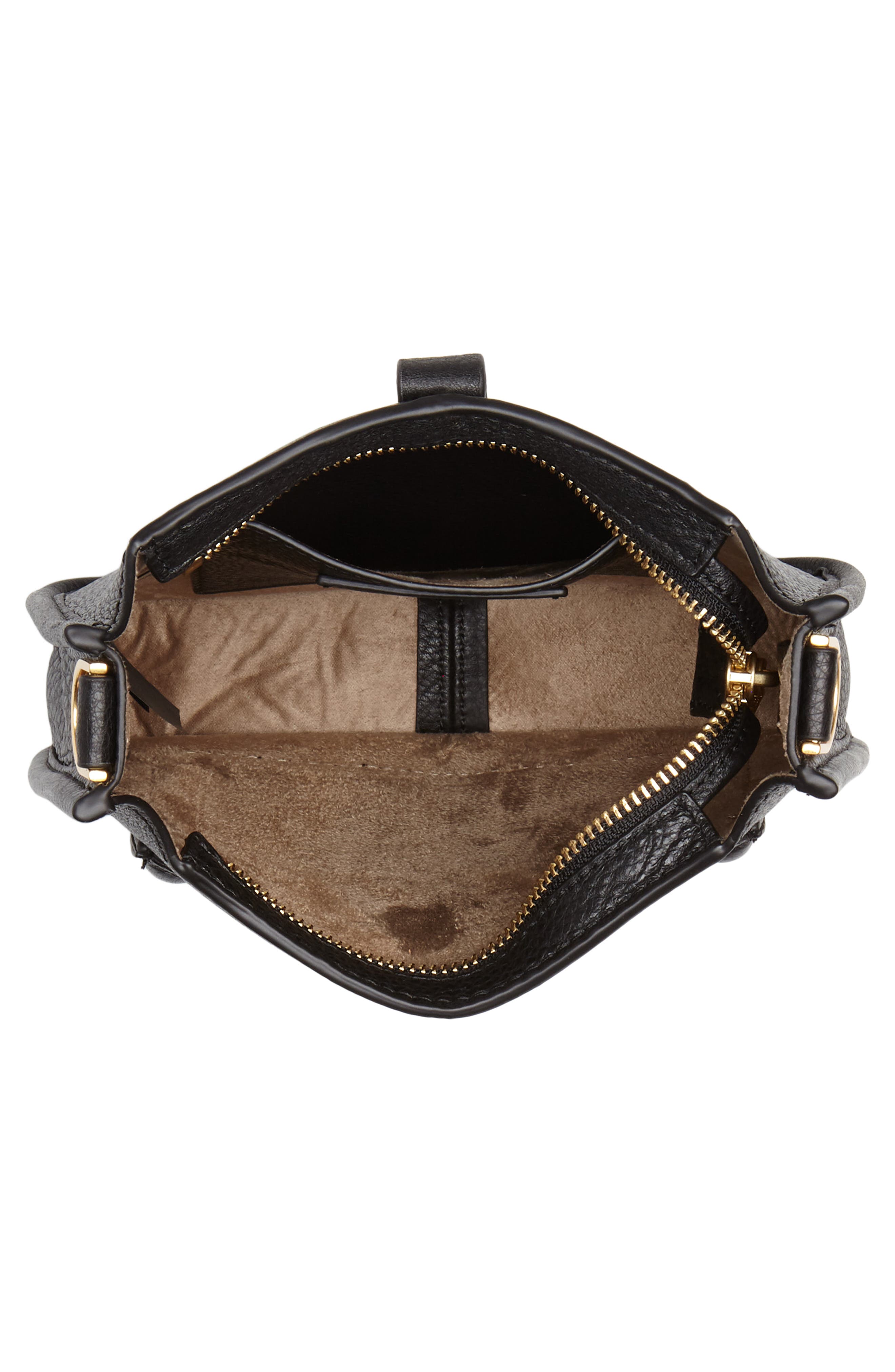 Mini Unlined Leather Feed Bag, Alternate, color, BLACK/ TAUPE