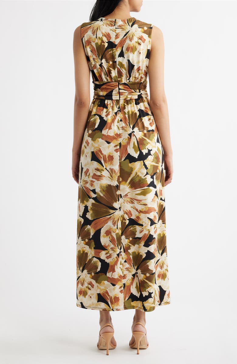 Anne Klein Twist Front Sleeveless Maxi Dress, Alternate, color, Anne Black Mutli