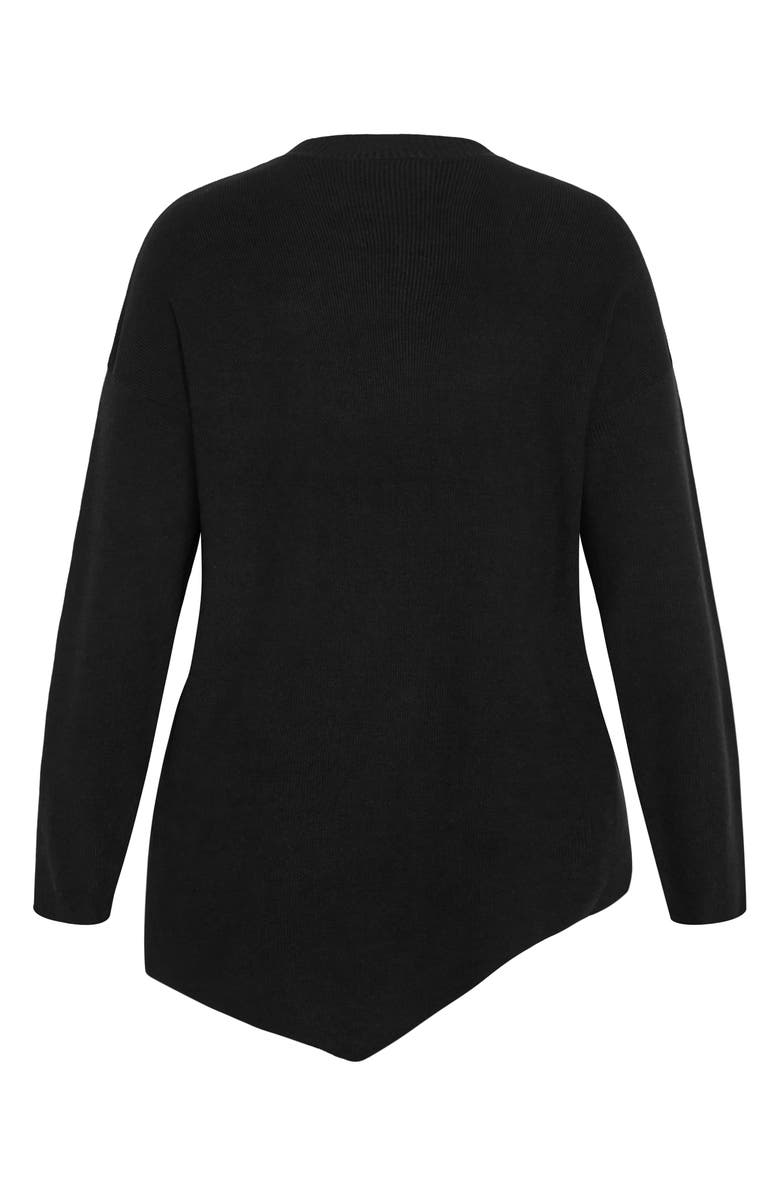 City Chic Madison Mock Neck Asymmetric Sweater, Alternate, color, Black