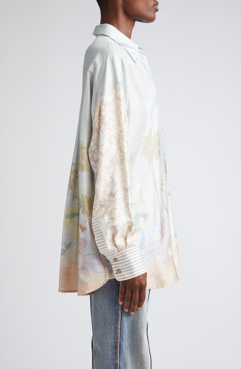 Zimmermann Sensory Mixed Print Silk Button-Up Shirt, Alternate, color, 