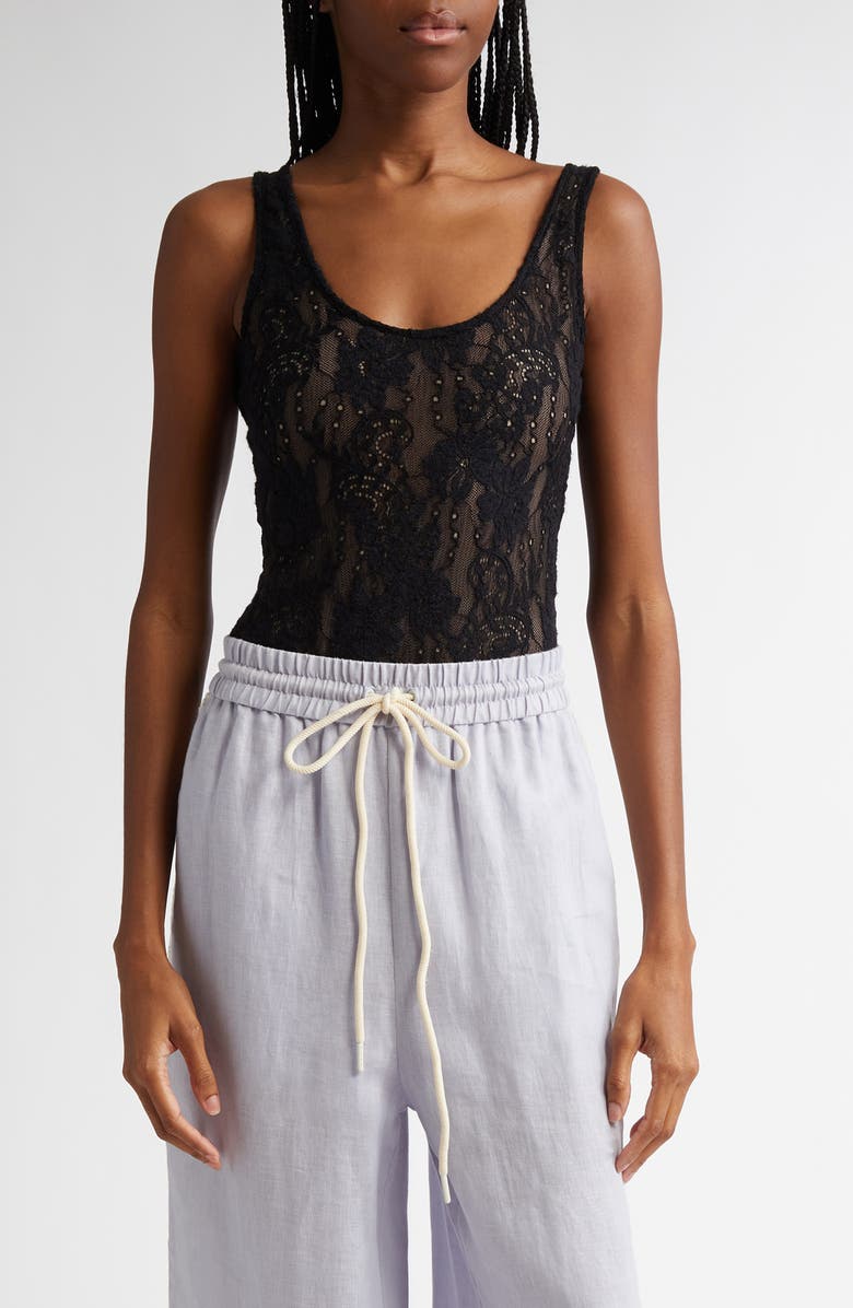 Zimmermann Scoop Neck Stretch Lace Bodysuit, Main, color,