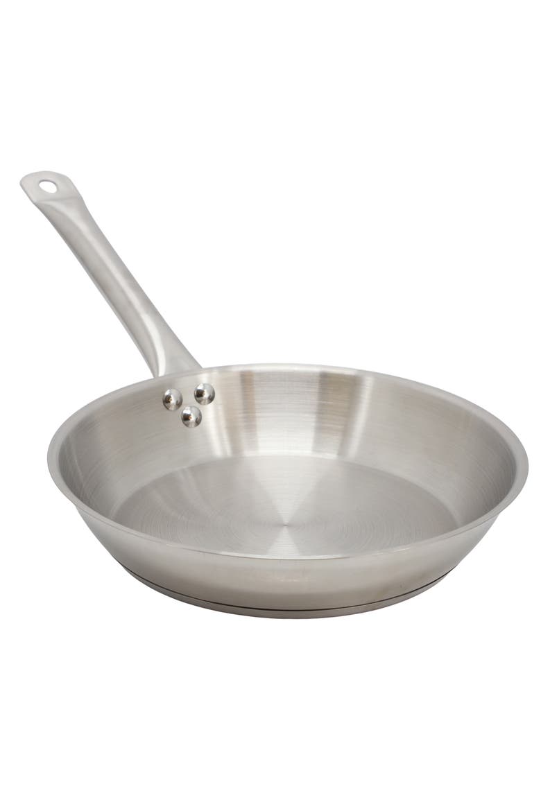 Professional Kitchen 11 Inch Round Stainless Steel Fry Pan, Main, color, Silver
