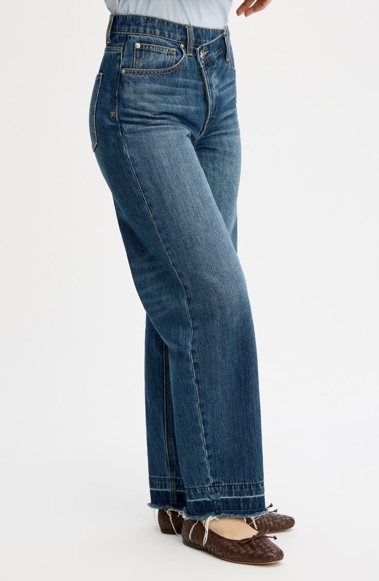 Sam Edelman Crossover Waist Release Hem Taper Leg Jeans, Alternate, color, Bozeman Med Wash