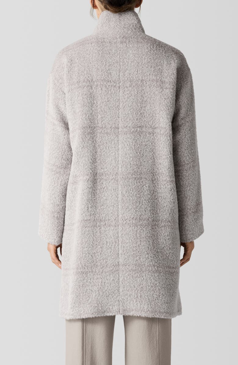 Eileen Fisher High Collar Long Coat, Alternate, color, Dove