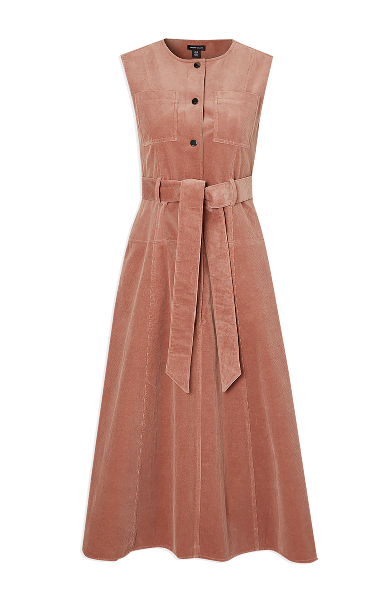 Karen Millen Stretch Cord Belted Midi Dress, Alternate, color, Pink