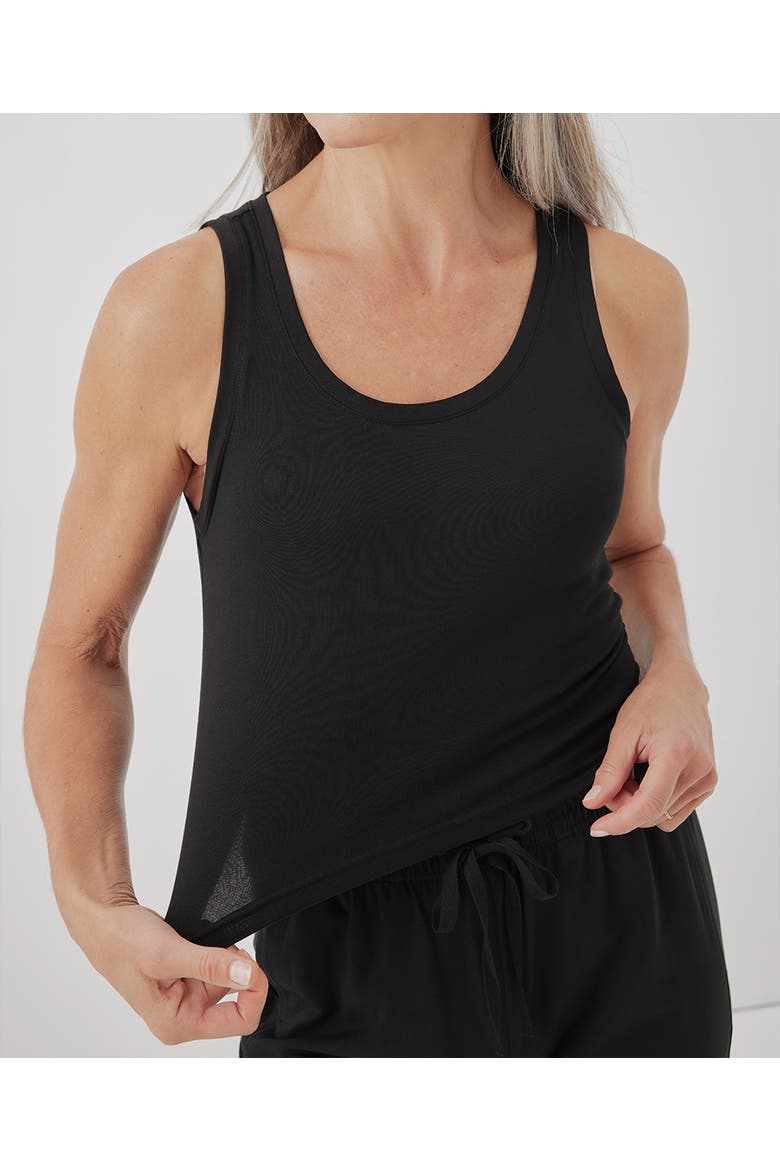Organic Cotton Cool Stretch Fitted Lounge Tank, Alternate, color, Black