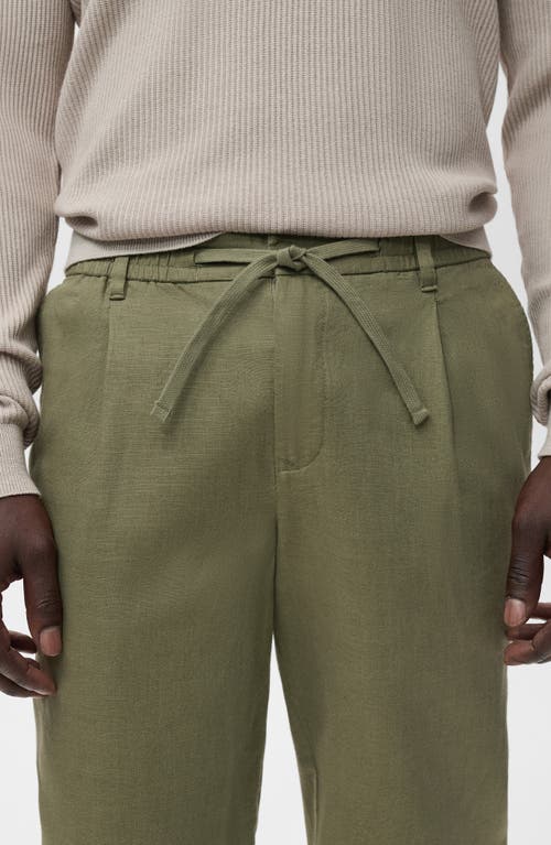 Mango Slim Fit Drawstring Pants In Green