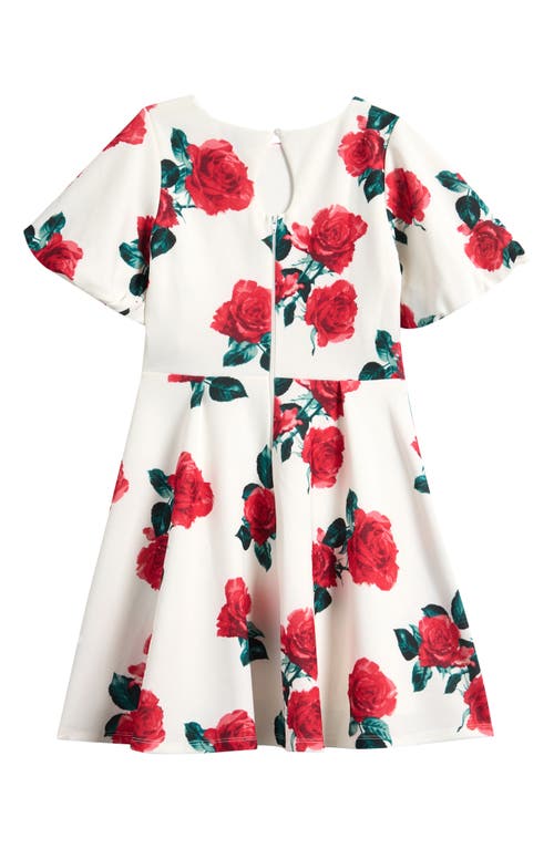 Ava & Yelly Kids' Floral Cutout Scuba Knit Dress In Pink