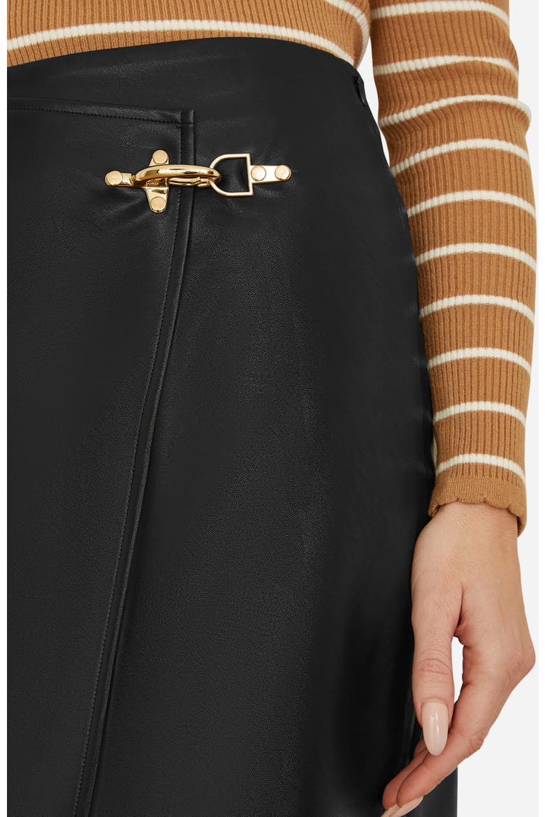 Faux Leather Wrap Mini Skirt, Alternate, color, Black