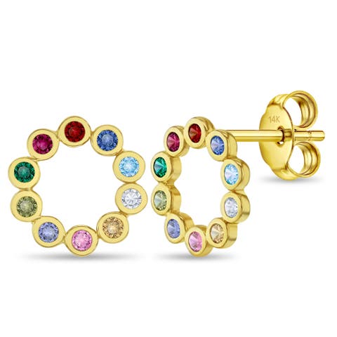 14k Multicolored Openwork Girl Earrings