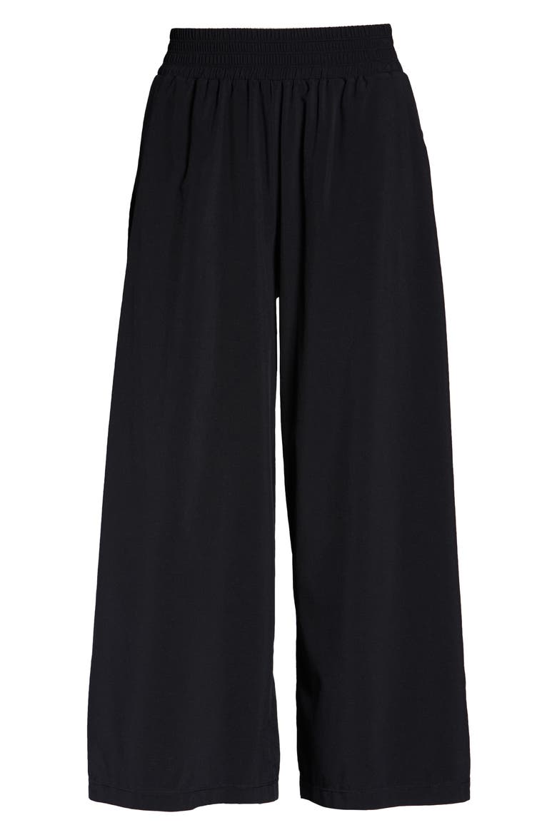 Getaway Flowy High Waist Crop Wide Leg Pants, Alternate, color, BLACK