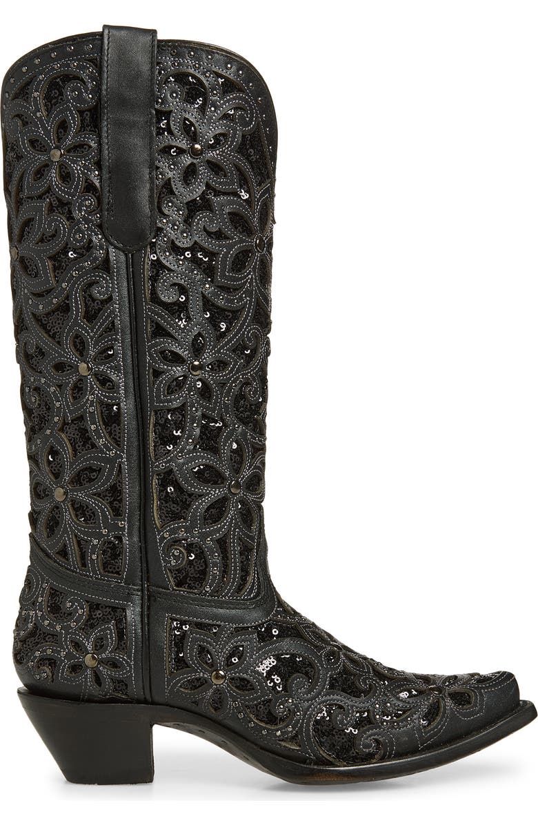 CORRAL Sequin Mid Calf Western Boot, Alternate, color, Black