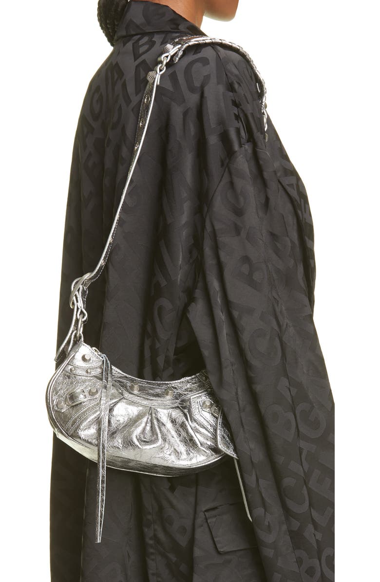 Balenciaga Extra Small Le Cagole Crinkle Metallic Lambskin Shoulder Bag, Alternate, color,