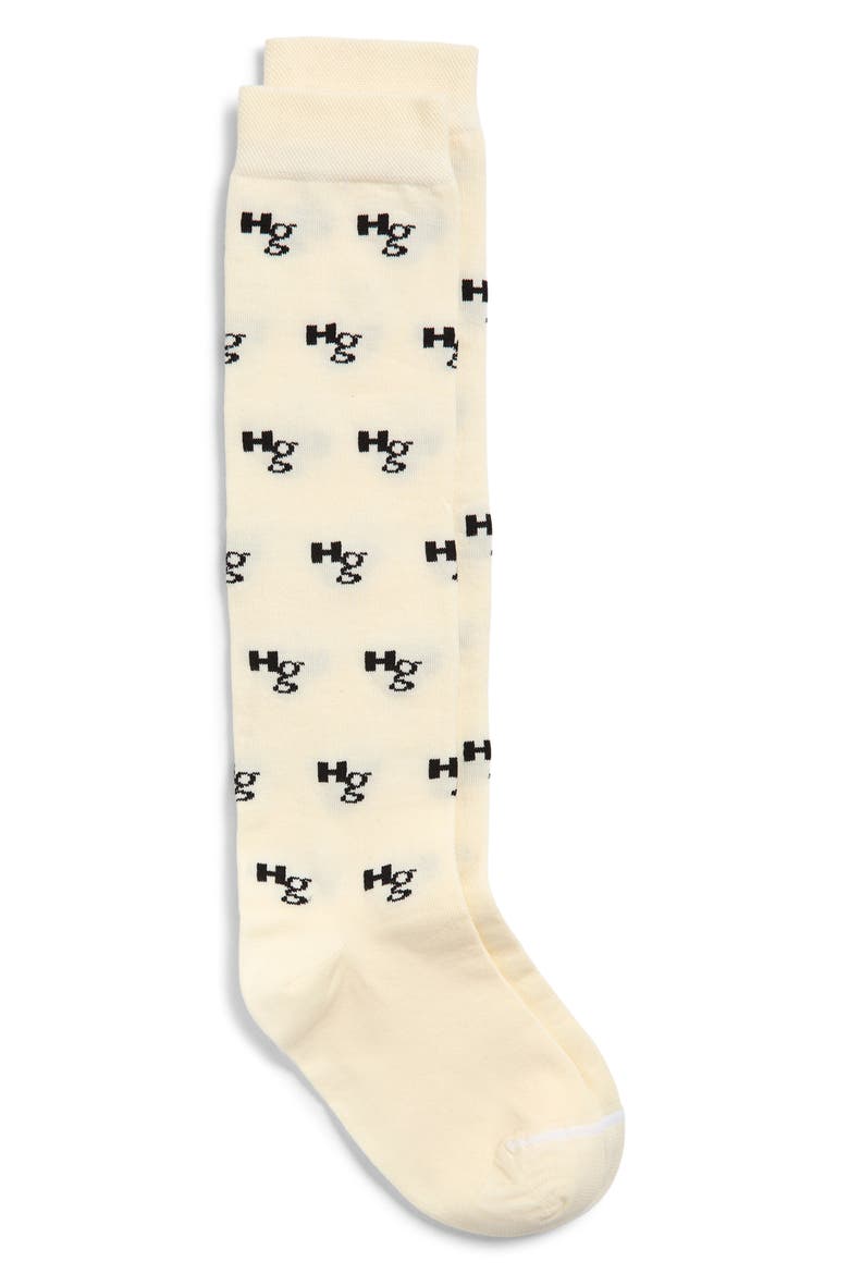 Logo Jacquard Knee High Socks, Main, color, IVORY