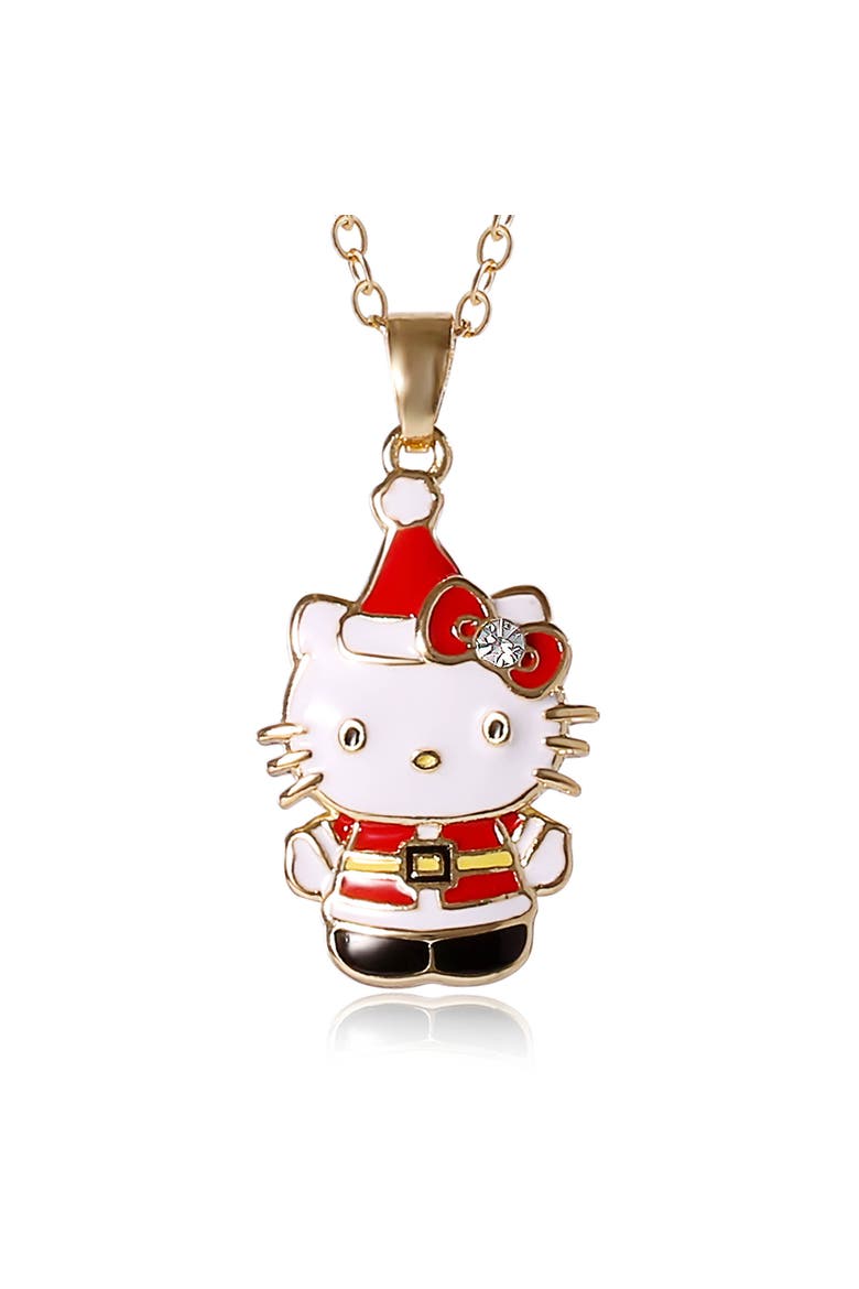 Christmas Santa Pendant Necklace, Alternate, color, Gold, White, Red