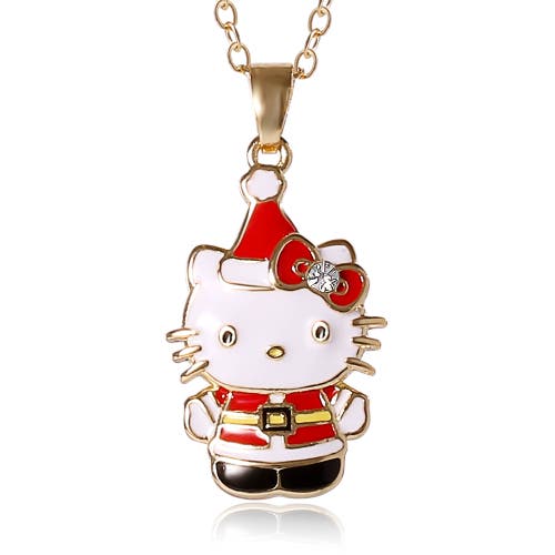 Hello Kitty Christmas Santa Pendant Necklace In Gold