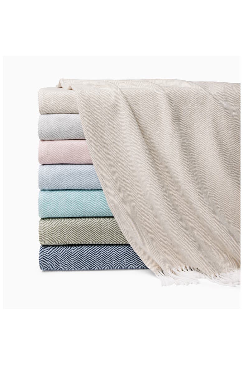 Celine Fringed Herringbone Cotton Throw, Alternate, color, SILVERSAGE